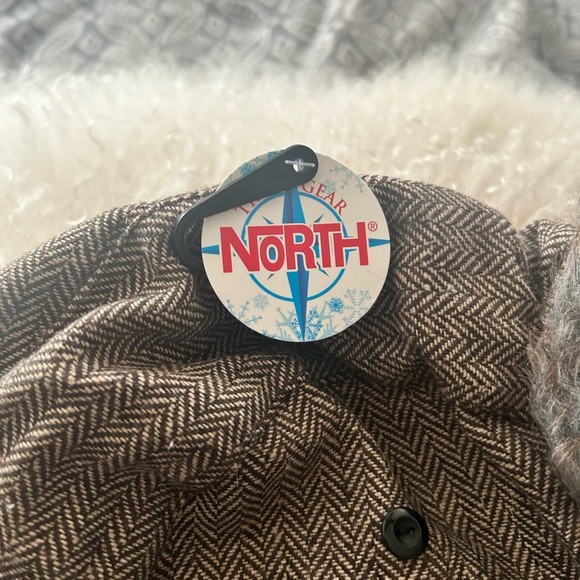 Brown and Gray Winter Hat with Faux Fur Ear Flaps - Picture 2 of 4